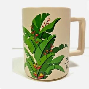 Starbucks Reserve 2020 Coffee Mug Banana Leaf Tan Beige Green Jungle 12oz Rare